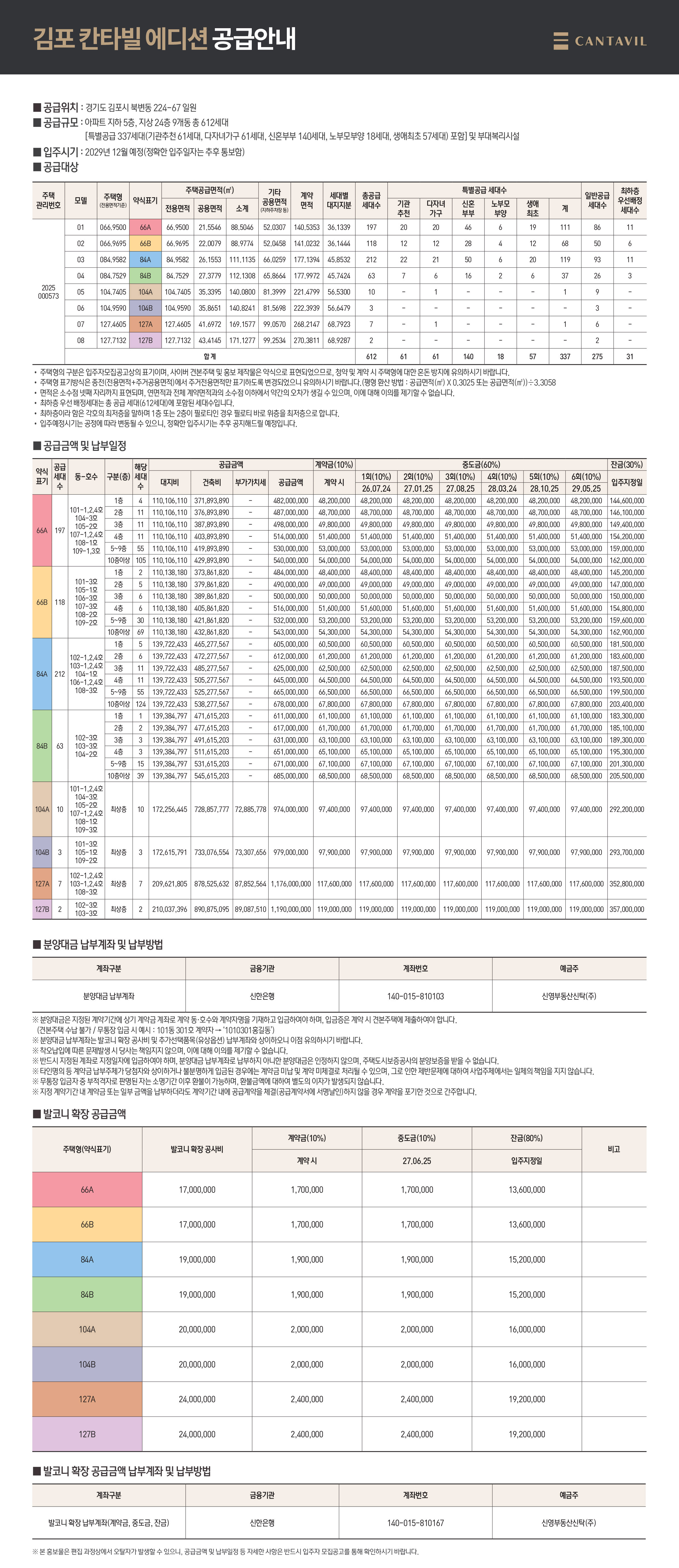김포 칸타빌 에디션 공급안내